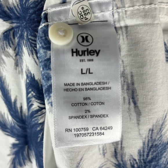 Hurley Patio Woven Shirt Men's Sz Large L Button Front Hawaiian Short Sleeve New - Picture 8 of 8